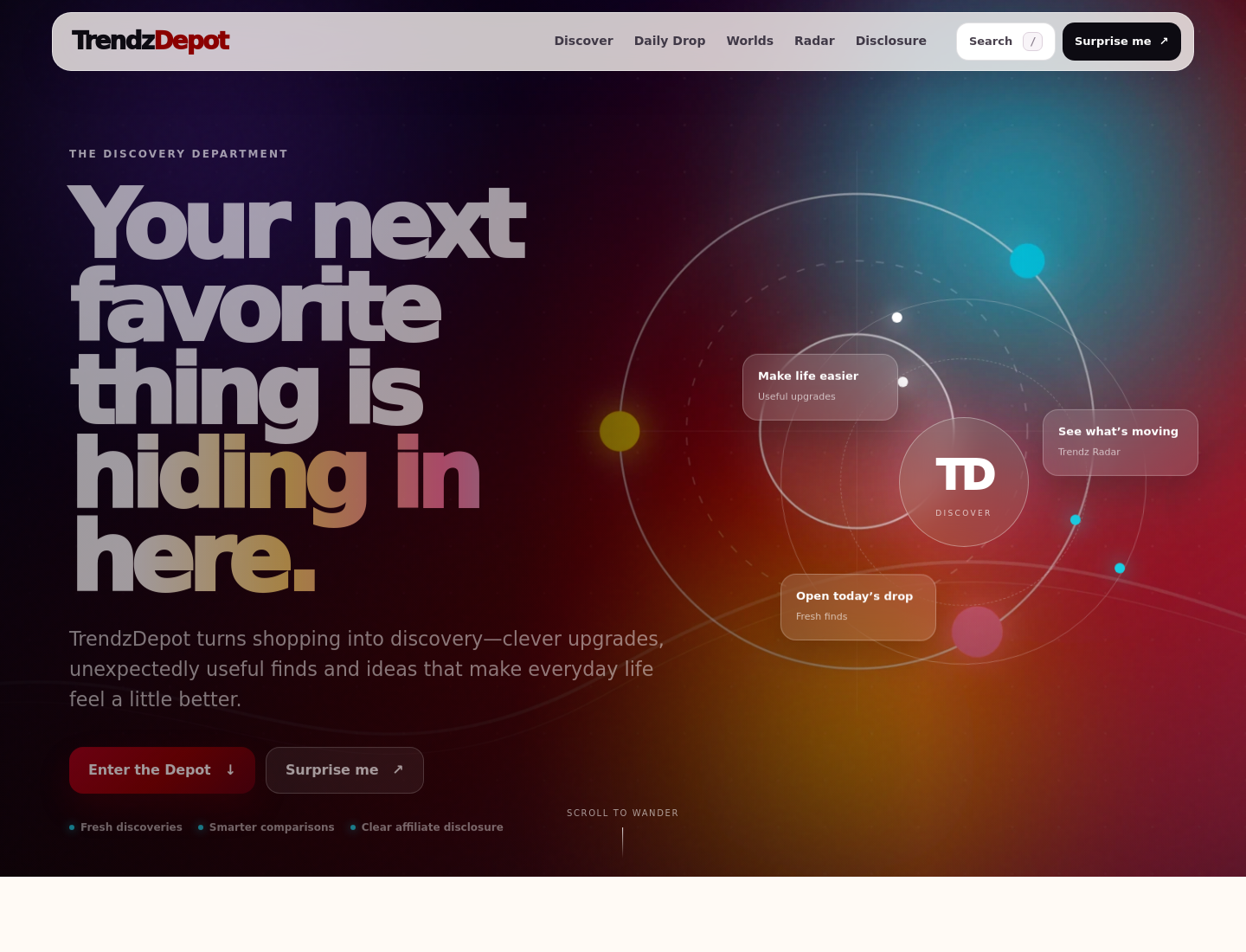 Trendz Depot live ecommerce homepage captured from the public website.