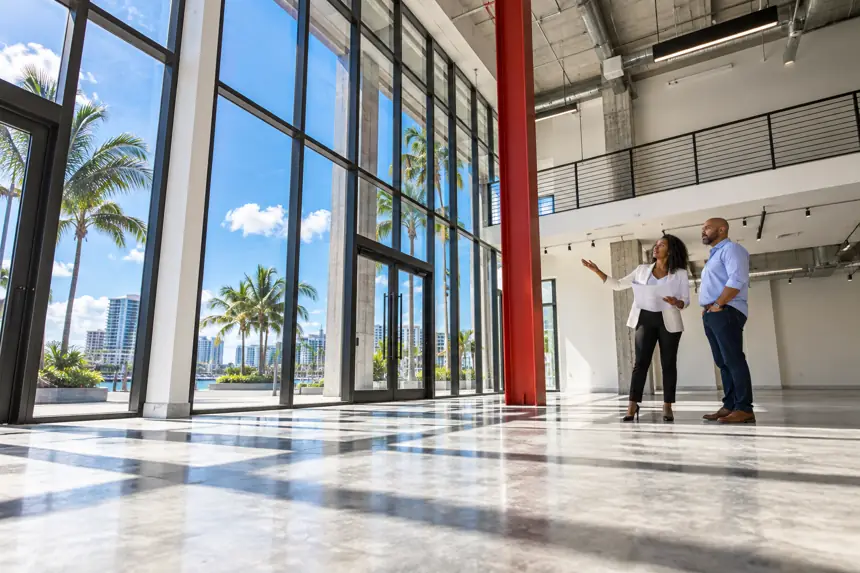 A property professional assessing an available commercial space